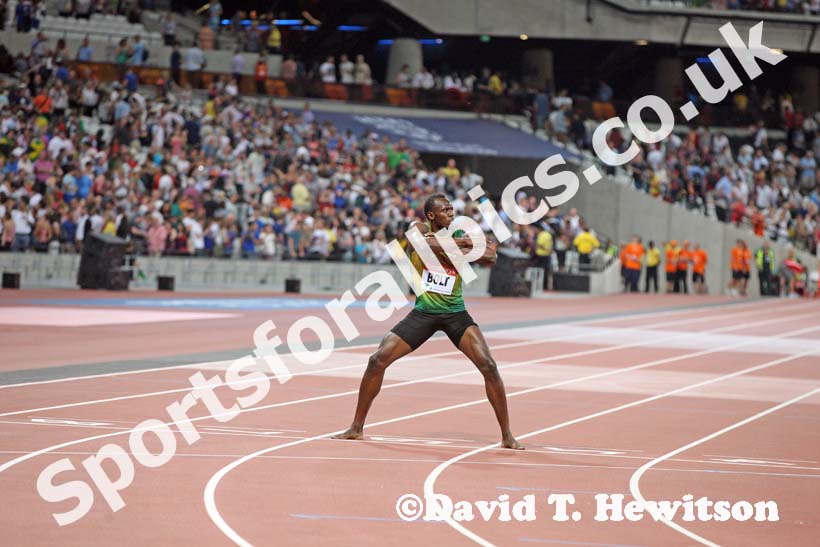 Usain Bolt, 100 metres,  2013 IAAF Diamond League, Sainsbury's Anniversary Games, Queen Elizabeth Olympic Park, London.